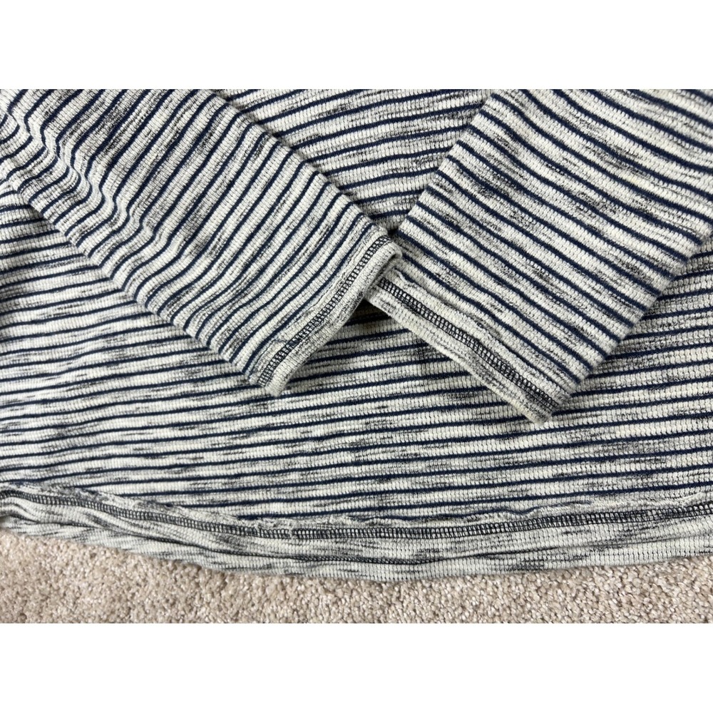 Sundance Womens Blue Striped Waffle Knit Henley Top Embroidered Detail Large - Picture 6 of 9
